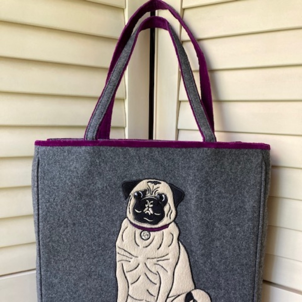 Lulu Guinness London "It's a Dogs Life"' Pug Tote Bag - Picture 7 of 16